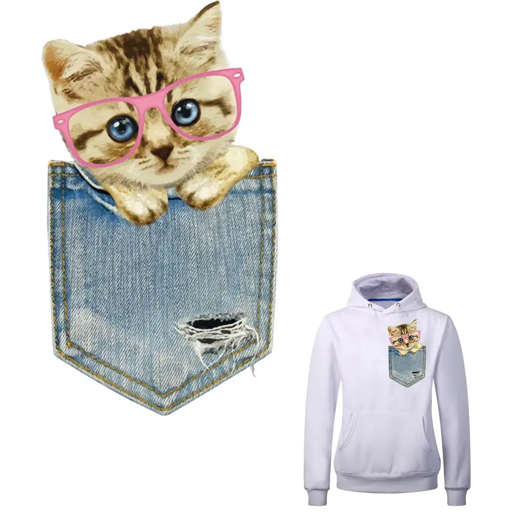 Press Washable Dresses Clothes DIY Printing Iron on Appliques Heat Transfer Stickers Cat Patches