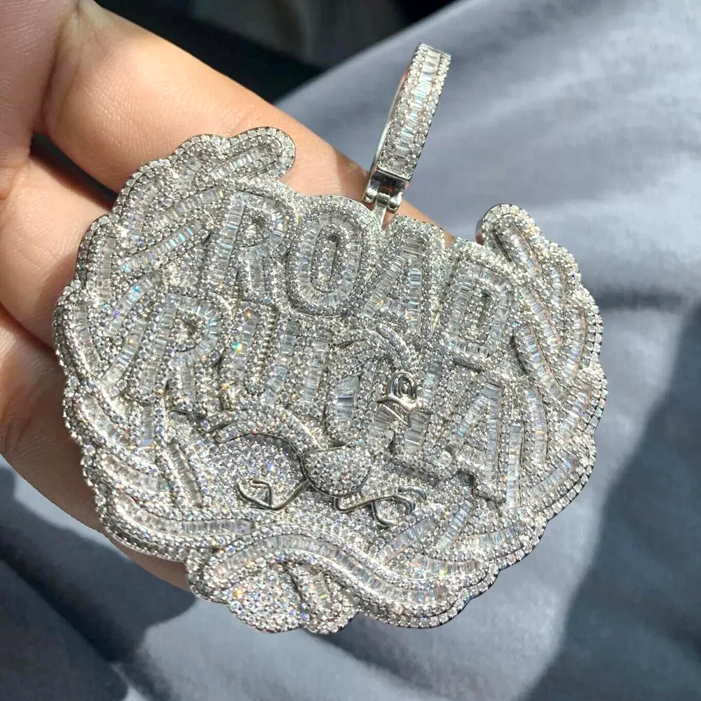 New Large Letter Road Runna Pendant Full of Diamond Electric Gold Men's Hip Hop Jewelry