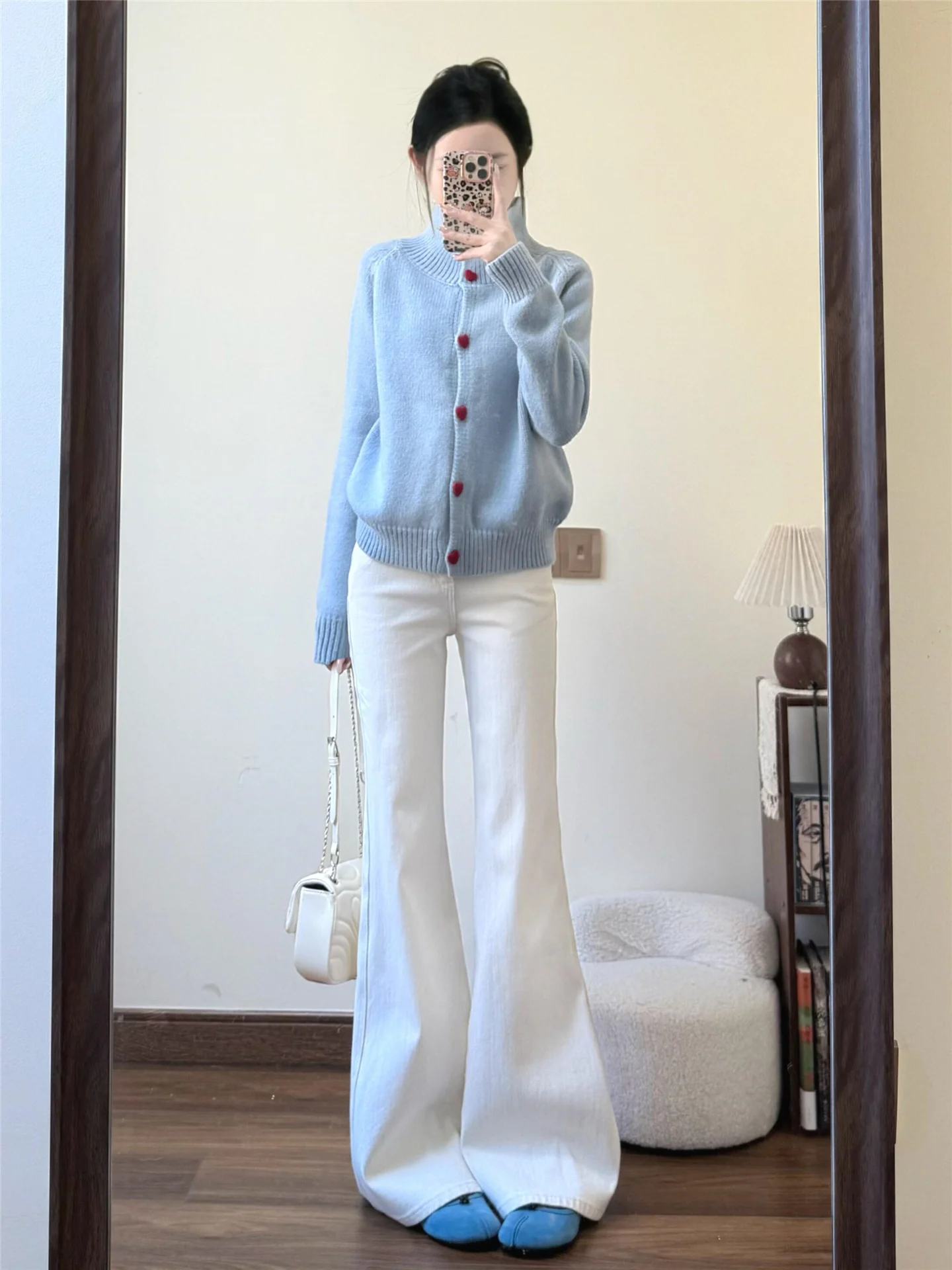 

High Waist Wide Leg Micro Flared Jeans Women's Spring Autumn Long Floor Length Draping Slimming Jeans Casual Cotton Denim