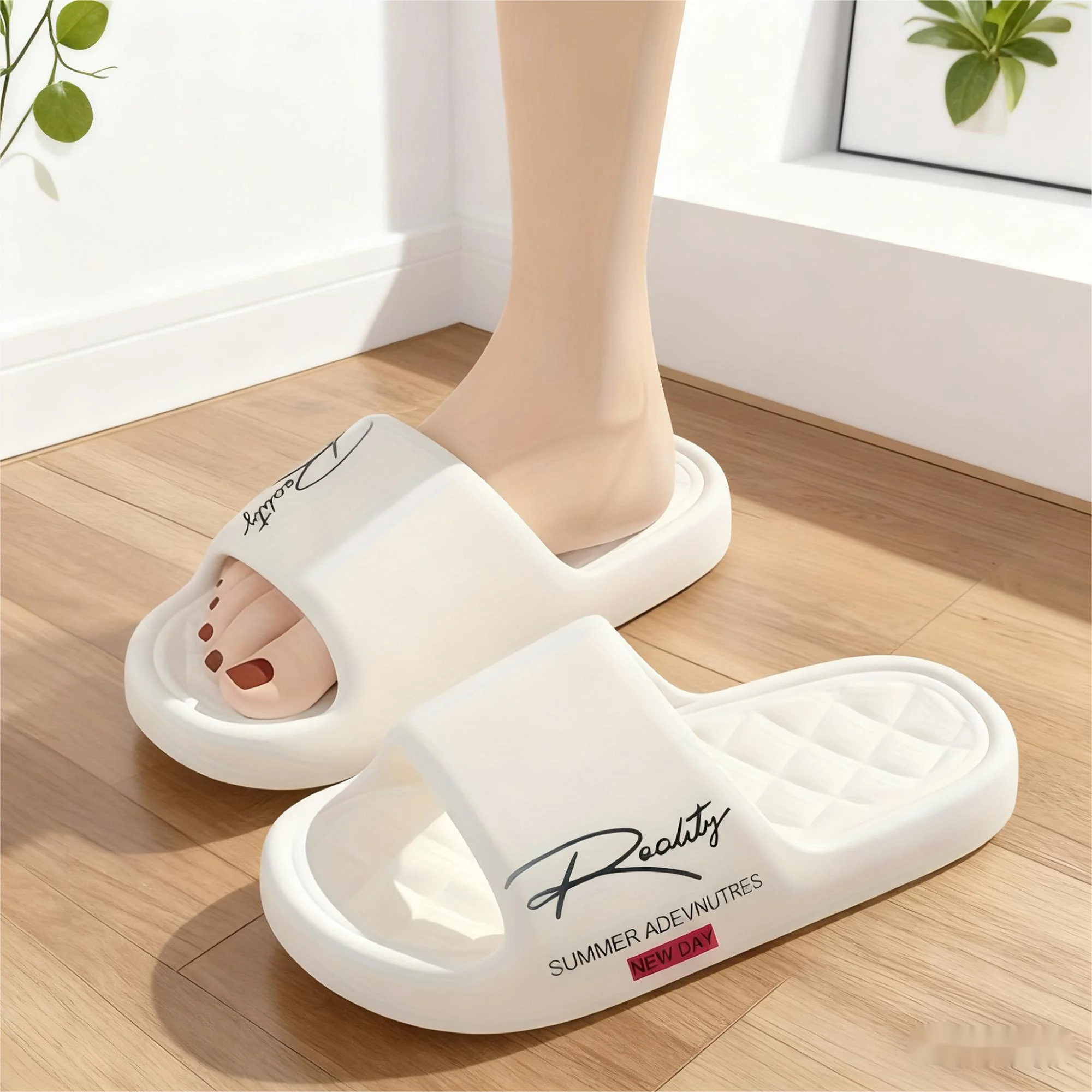 Men's Outdoor Slippers, Lightweight And Soft Cloud-Like Comfortable Home Slippers For Women, Unisex, With Simple Printed Pattern image 6