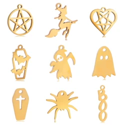 5PC Halloween DIY Charms Ghost&Spider&Vampire&Bat&Jack-o-Lantern Charms For Making Bracelet Earrings Pendant Jewelry Accessories