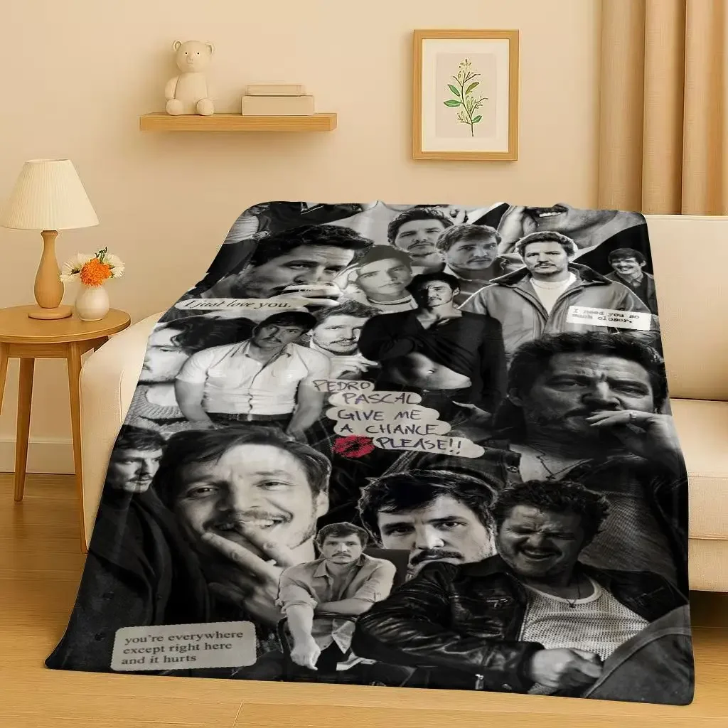 HD Pedro Pascal Handsome Actor Flannel Blanket,Ultra Soft Warm Plush Throw for Home Bedroom Bed Sofa Cover Kids Picnic Gift