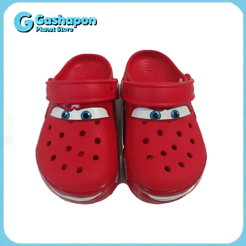 

Детская обувь Disney со светодиодной подсветкой, водонепроницаемые пляжные сандалии, детская обувь без шнуровки с изображением молнии McQueen и нижней частью с отверстиями