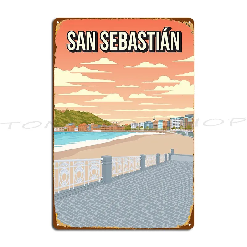 San Sebasti%C3%A1N Vintage Minimal Retro Travel Metal Sign Cinema Wall Mural Create Tin Sign Poster