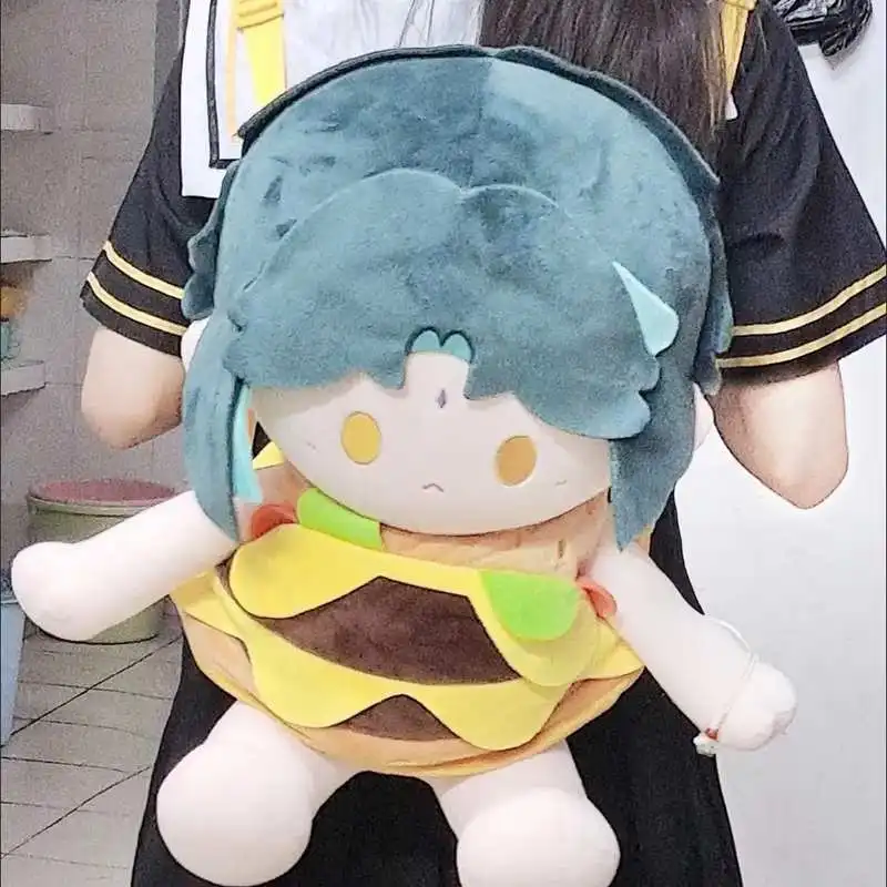 One-piece Outgoing Bag Plush Hamburger Backpack For 40cm Anime Sitting Posture Plush Doll Stuffed Toys Gifts Dolls Accessories