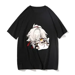 Honkai Star Rail Jing Yuan T-shirt uomo Stroke A Cat Cartoon Streetwear magliette QQcharacter magliette 100% cotone MiHoYo nuovo gioco