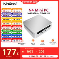 Ninkear N4 MINI PC AMD Ryzen™ 5 4600H Up to 4.2 GHz 16GB DDR4 512GB SSD WiFi 6 BT 5.2 Support 8K 3 Screen Windows 11 Computer