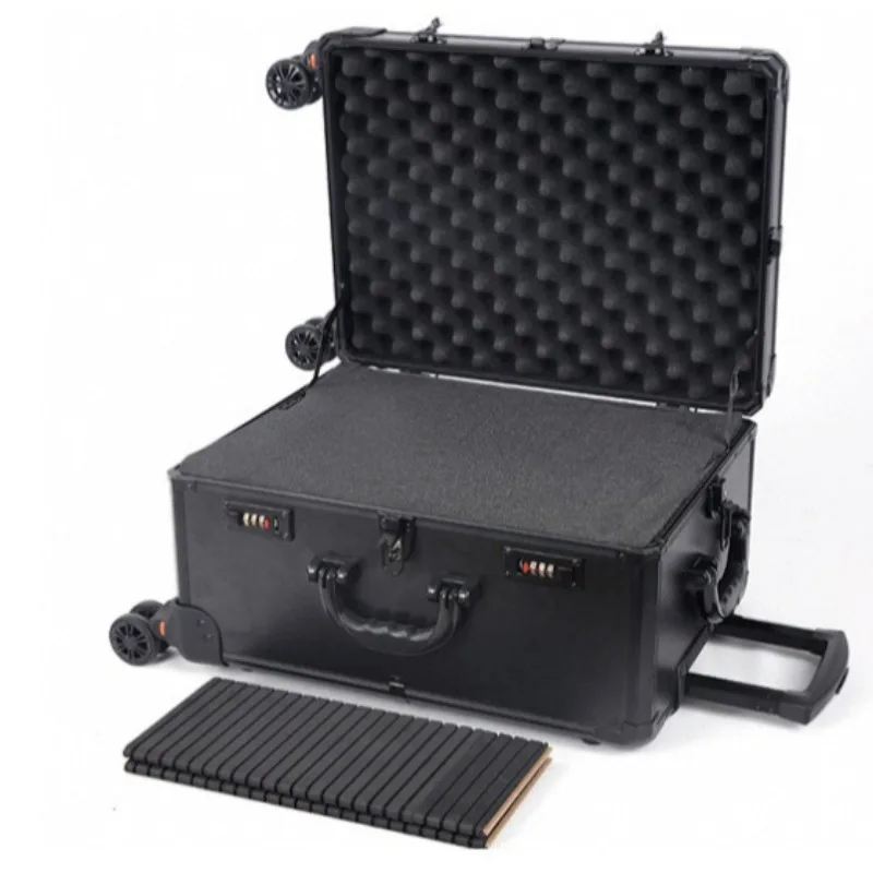 Aluminum Alloy Frame Rolling Luggage Universal Wheel Shockproof Portable Multifunctional Tool Storage Case Safety Protection Box