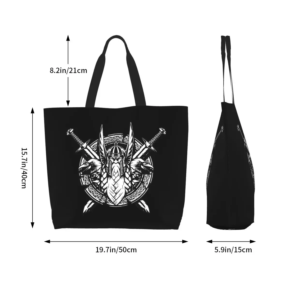 Odin Vikings Viking Legend Shopping Tote Bag Canvas Large Capacity Shoulder Bags Shopper Grocery Handbag for Women