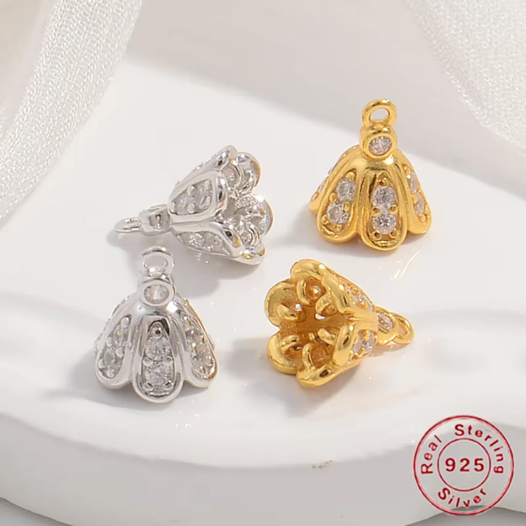 

Подвеска-шарм из стерлингового серебра S925 с инкрустацией цирконами и кисточкой, подходит для изготовления ювелирных изделий и аксессуаров SM1