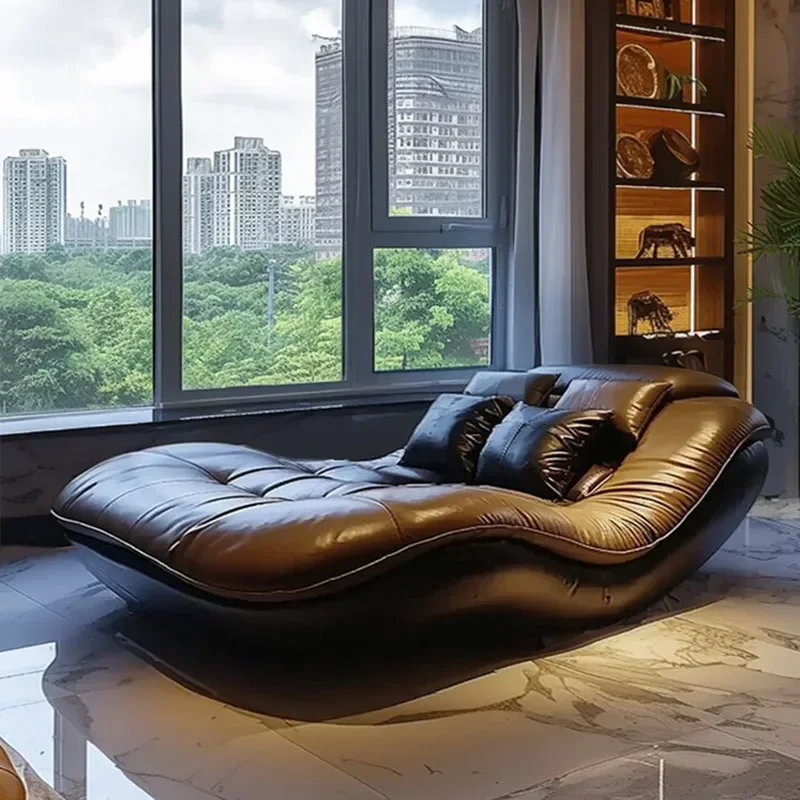 

Sofa chair double master bedroom modern simple living room leather casual reclining and sleeping light luxury single sofa