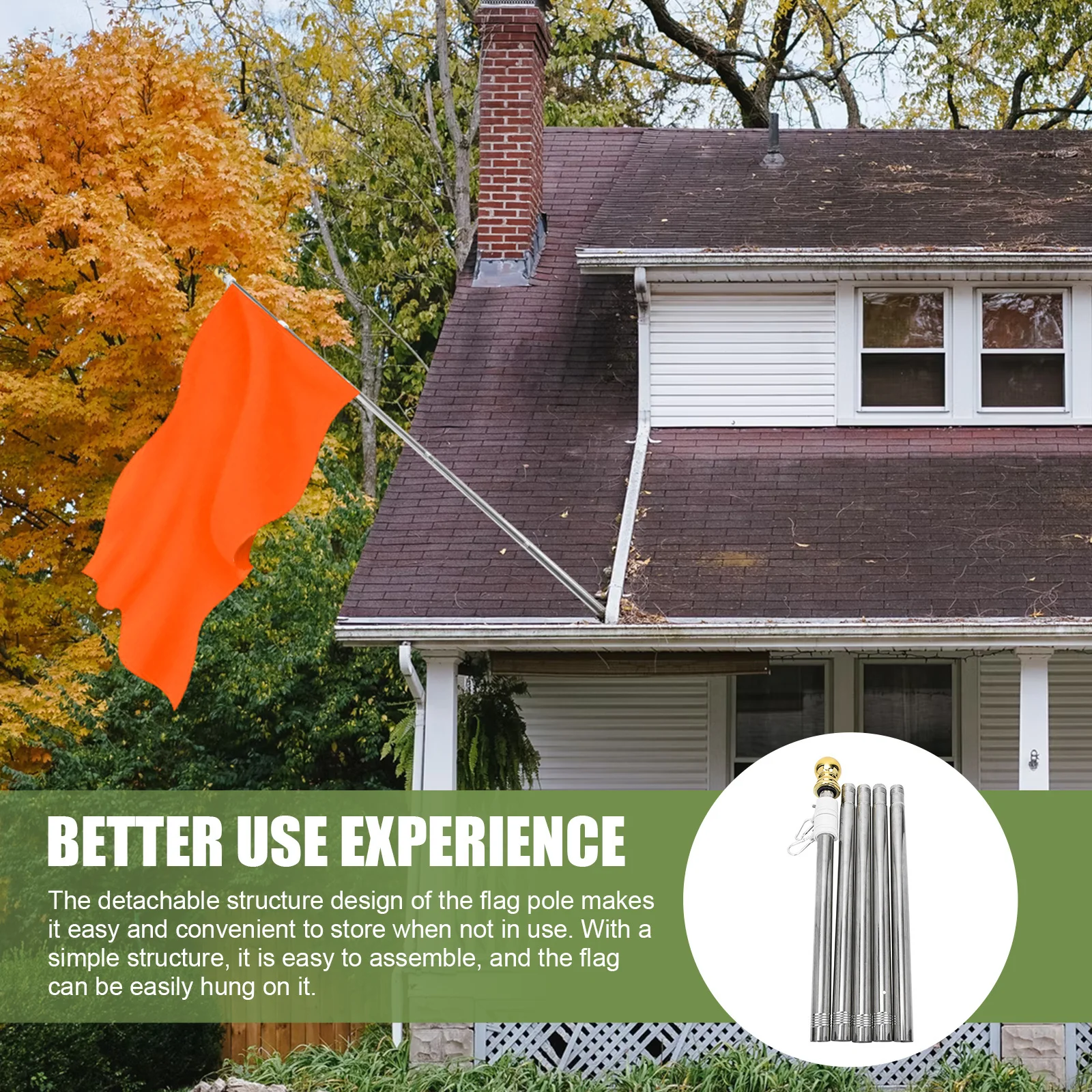 

1Set Stainless Steel Flag Pole Rustproof Outdoor Yard Mountable Metal Flag Stand Detachable Design Anti-Wrapping