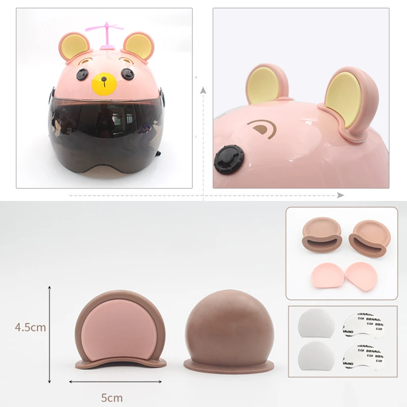 Helmet Ear Bear Decoration Ornament Pair Motorcycle Accessory Topper Creative Decors Stickers for Arai LS2 Norisk FW3 SHOEI ...