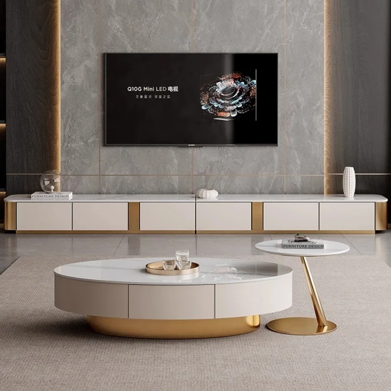 

Light Luxury Modern Simple TV Stand Living Room Furniture home Paint Extended TV Cabinet Coffee Table Combination Muebles Salon