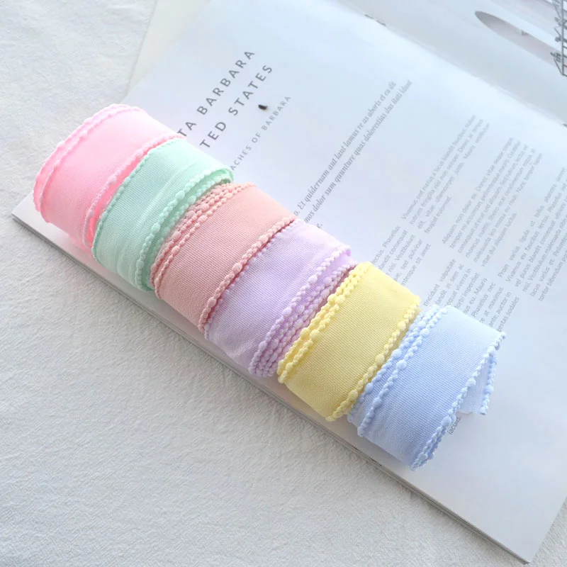 DIY Jewelry Accessories Self-Made Bowknot Hairpin Hair Rope Material 25MM Edge Spring Color Gauze Tape Handmade Wholesale