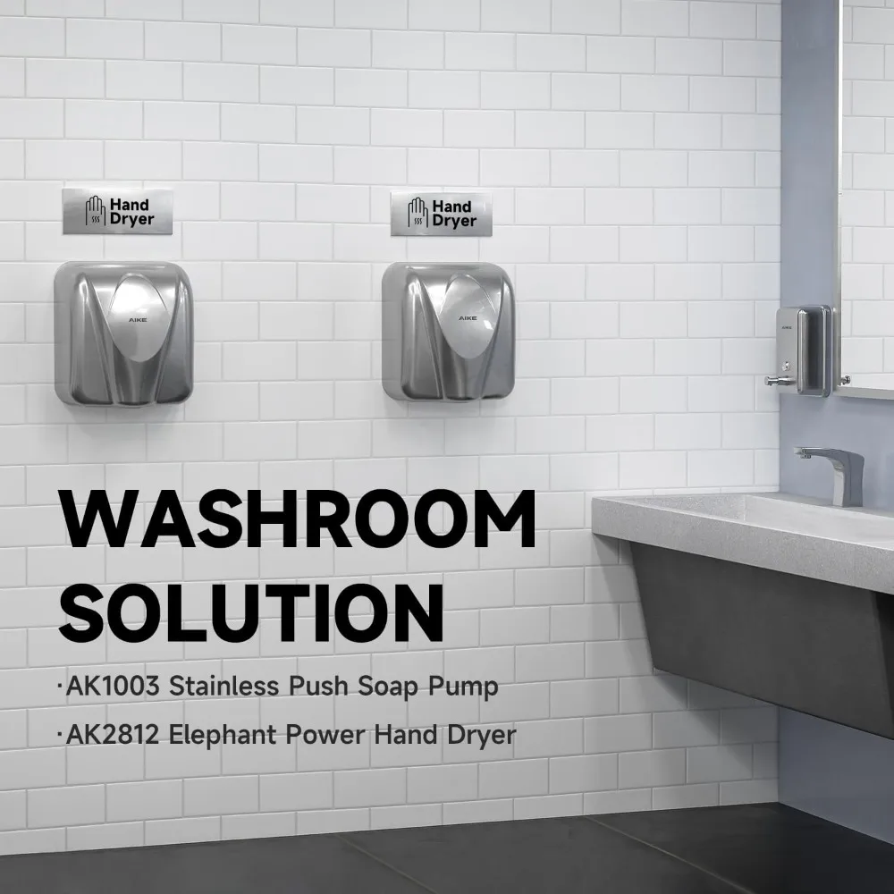 High Speed Commercial Hand Dryer, 8-12s Dry Time, 145MPH, Auto Warm, Brushed Stainless Steel, AC110-130V