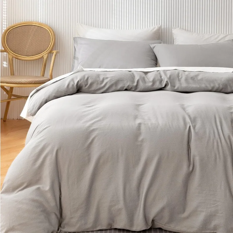 Duvet Cover Extra Large Super Soft Breathable Bedding, Zipper Close Long Wool Washed Cotton Duvet Cover (microchip) 3