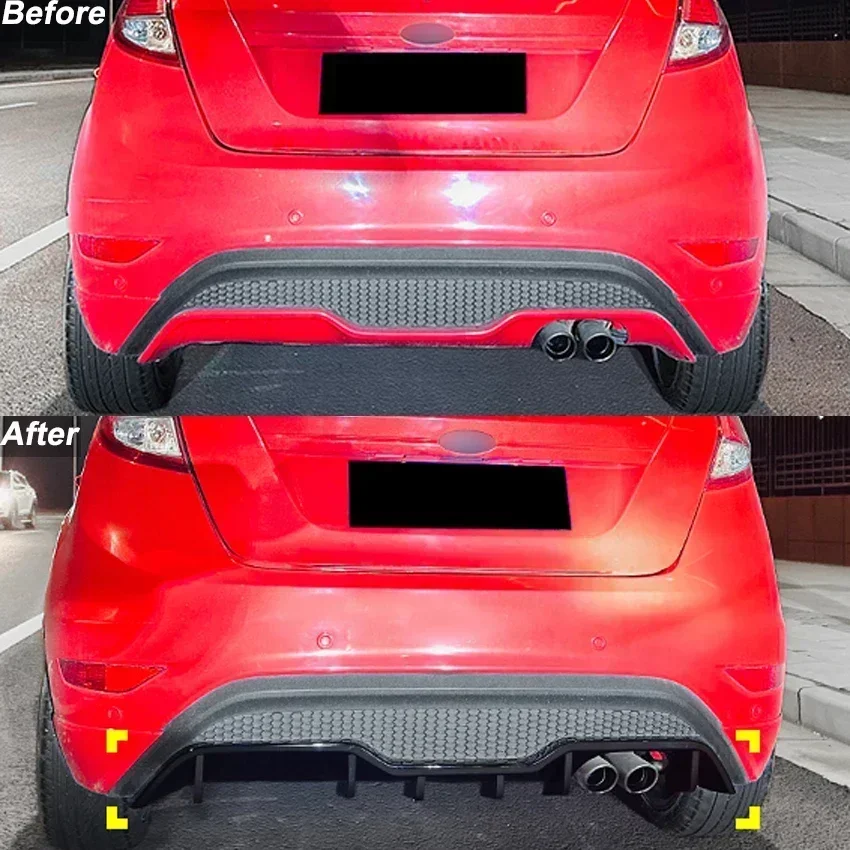 For Ford Fiesta MK7 ST 2012-2017 Car Rear Bumper Diffuser Facelift Spoiler Splitter ABS Plastic Body Kit Auto Accessories Tuning