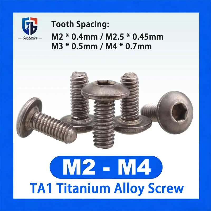 

10Pcs M2 M2.5 M3 M4 TA1 Titanium Alloy Screws Corrosion Resistant Hex Socket Pan Head Titanium Machine Screws