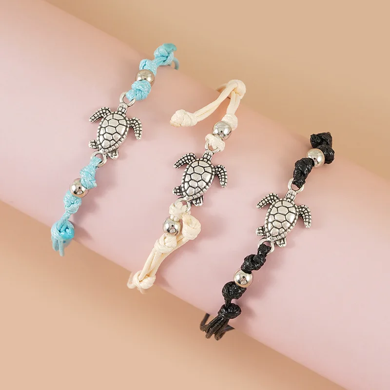 الرجعية السلاحف سوار و سوار الكاحل اليدوية الشمع حبل الشاطئ موضوع عبر الحدود جديد Sle Faion مجوهرات اكسسوارات #3