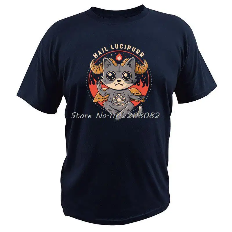 Hail Lucipurr T Shirt I Love Cats Satan Demon Lucifer T-Shirt Creat Design Cotton Short Sleeve Tee Shirt Streetwear Harajuku