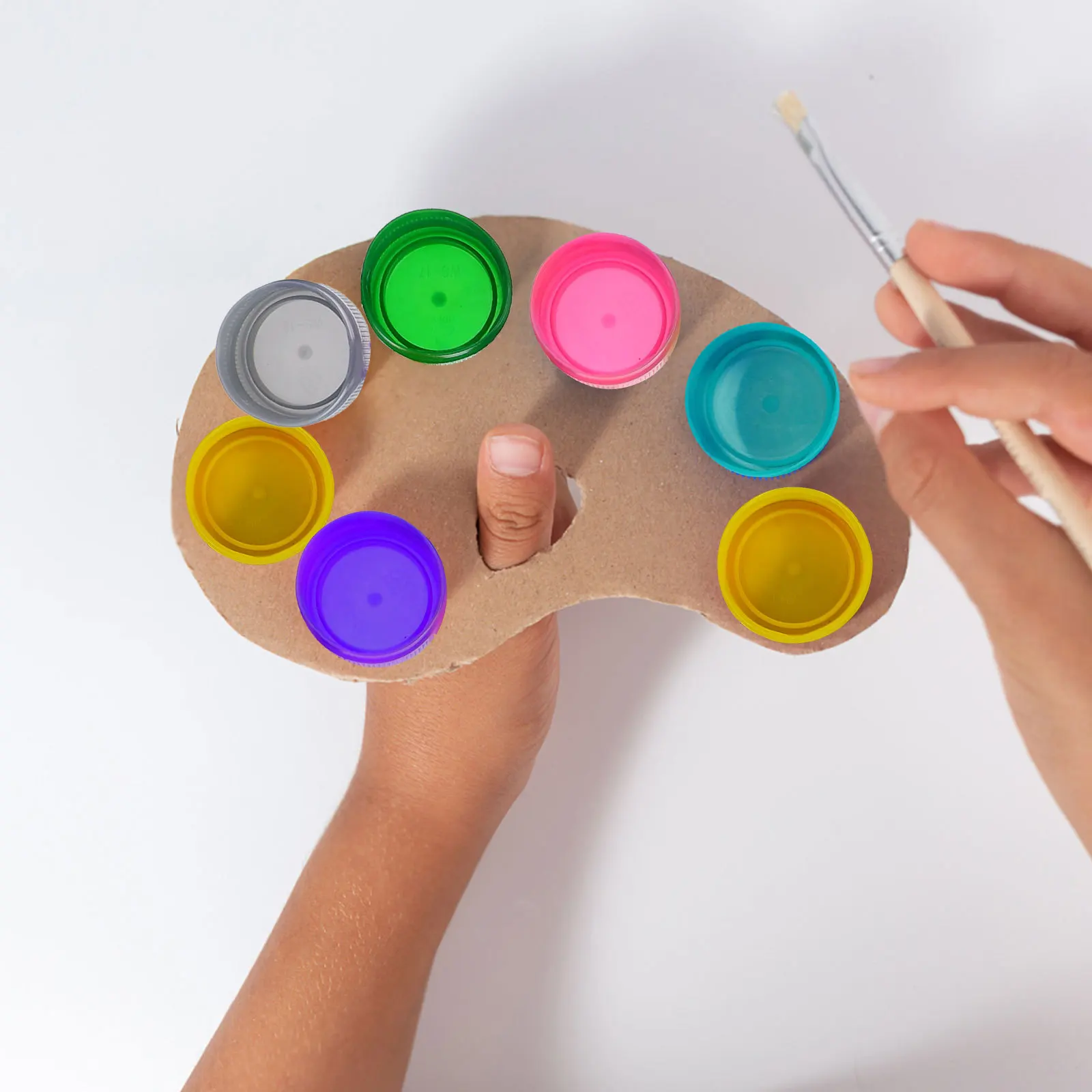 100 pçs tampas de garrafa de plástico colorido diy capa de garrafa para crianças projetos de arte artesanato fino acabamento educacional jogo de quebra-cabeça