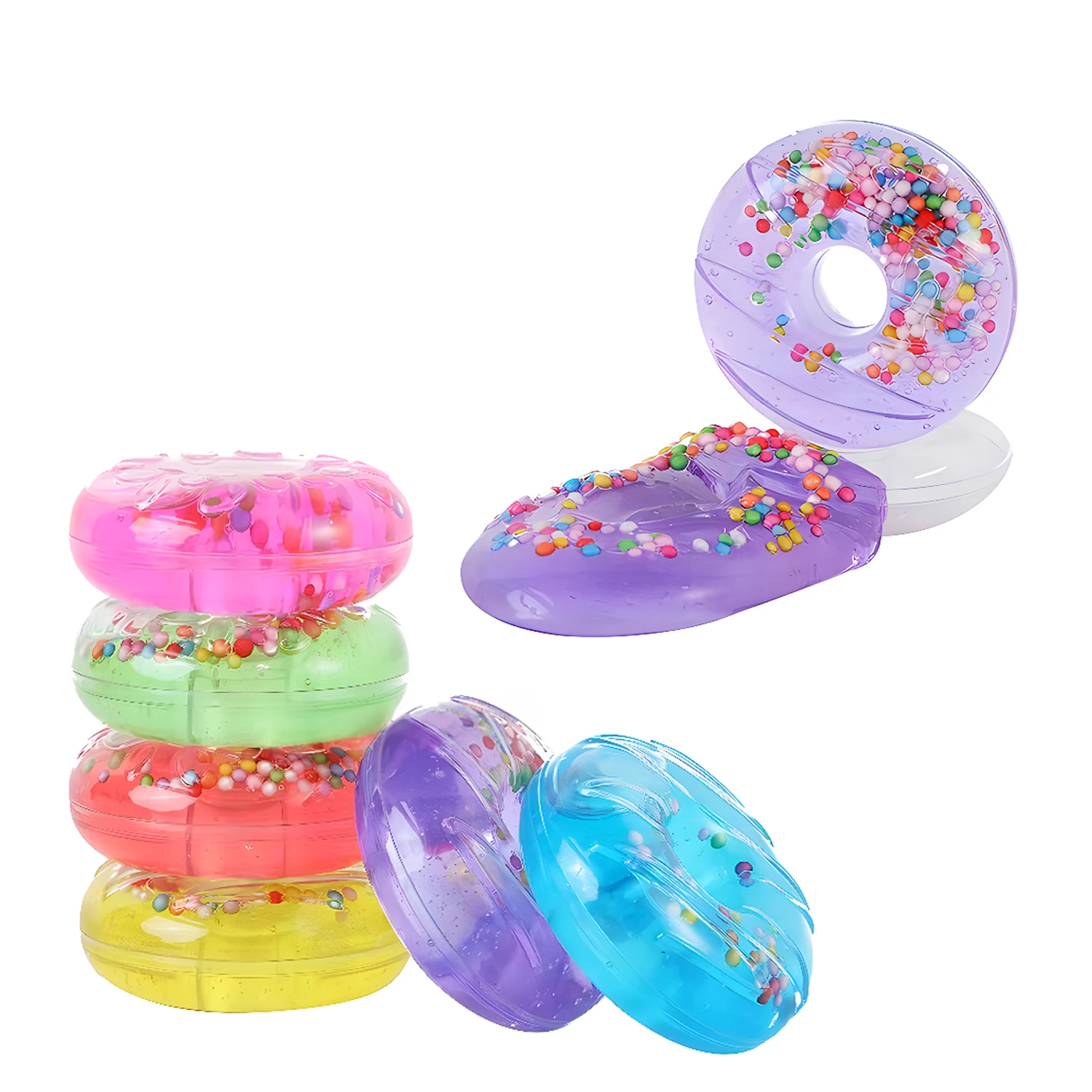 Small size donut, transparent slime, crystal mud, stress relieving toy, colored mud, random style