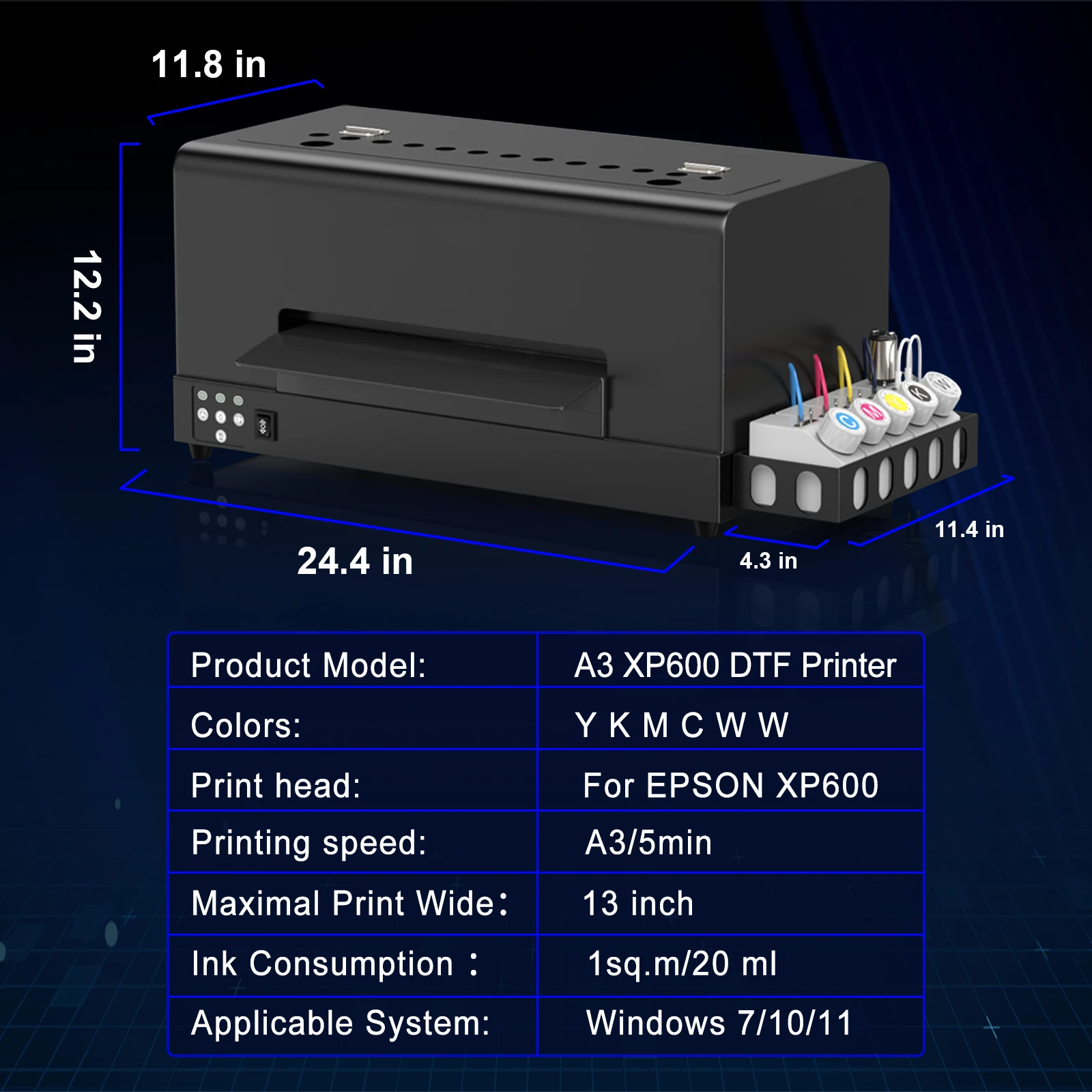 A3 XP600 DTF Printer with Shaker Direct to Film Transfer Tshirt Printing Machine 13Inch impresora DTF Printer For all Textile