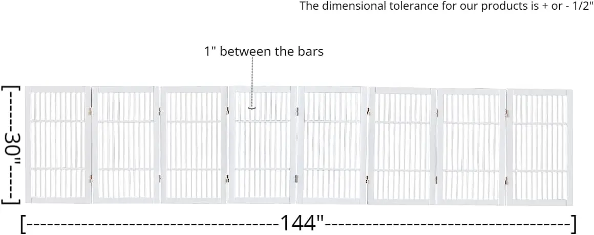 Pet Dog Gate Strong and Durable Freestanding Folding Acacia Hardwood Portable Wooden Fence Indoors or Outdoors by   (White Pet G