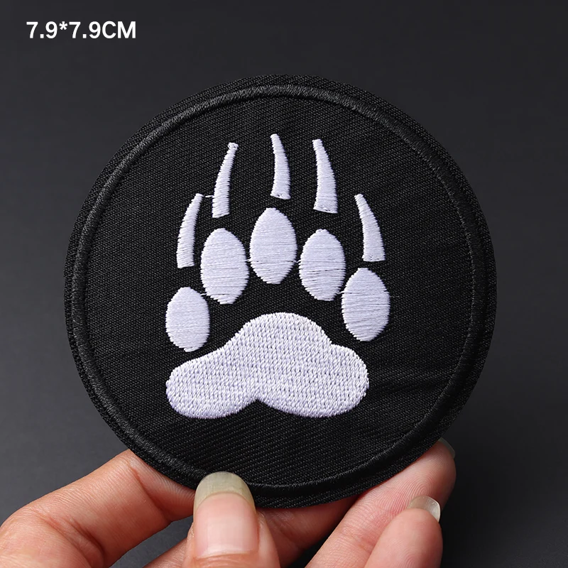 Round bear paw size: 7.9x7.9cm Patch Embroidery Applique Ironing Sewing Supplies Decorative Badges For Clothing Accessories