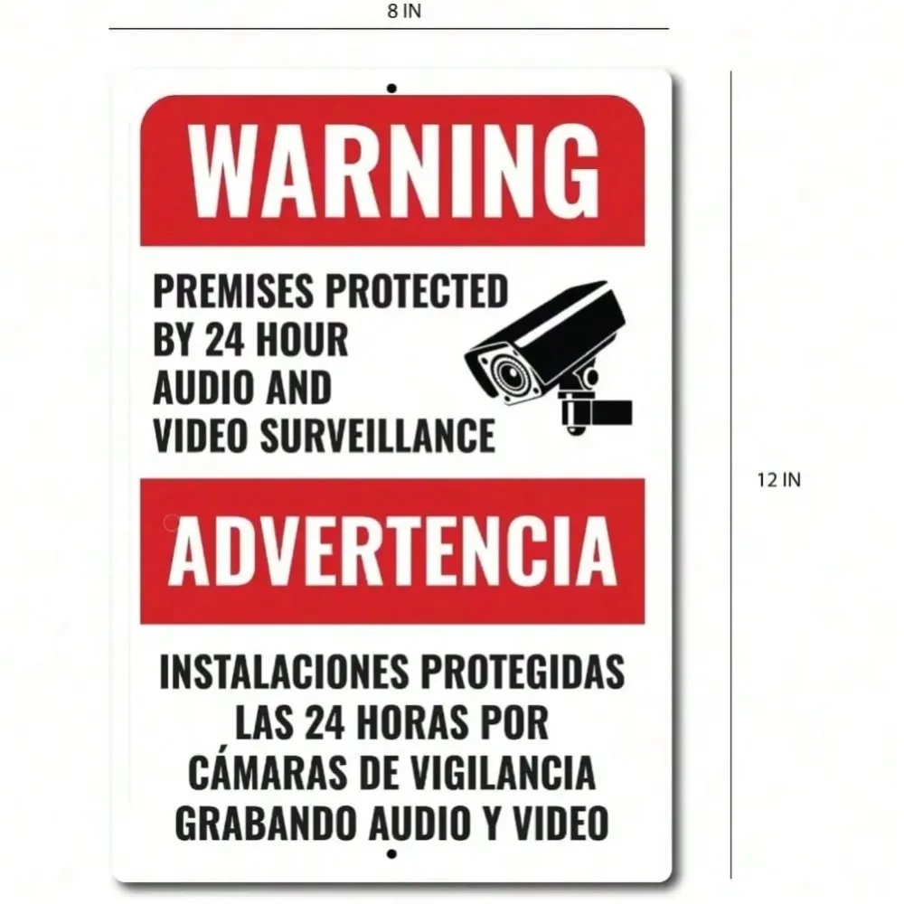 Bilingual No Trespassing Sign Weatherproof Outdoor Security for Home