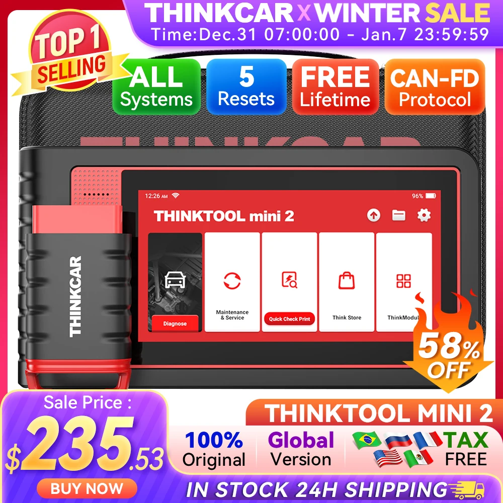 THINKCAR THINKTOOL MINI 2 CANFD Auto Car  Diagnostic Tools Obd2 Scanner Bi-directional Scan Tool 28 Resets Full System Diagnose