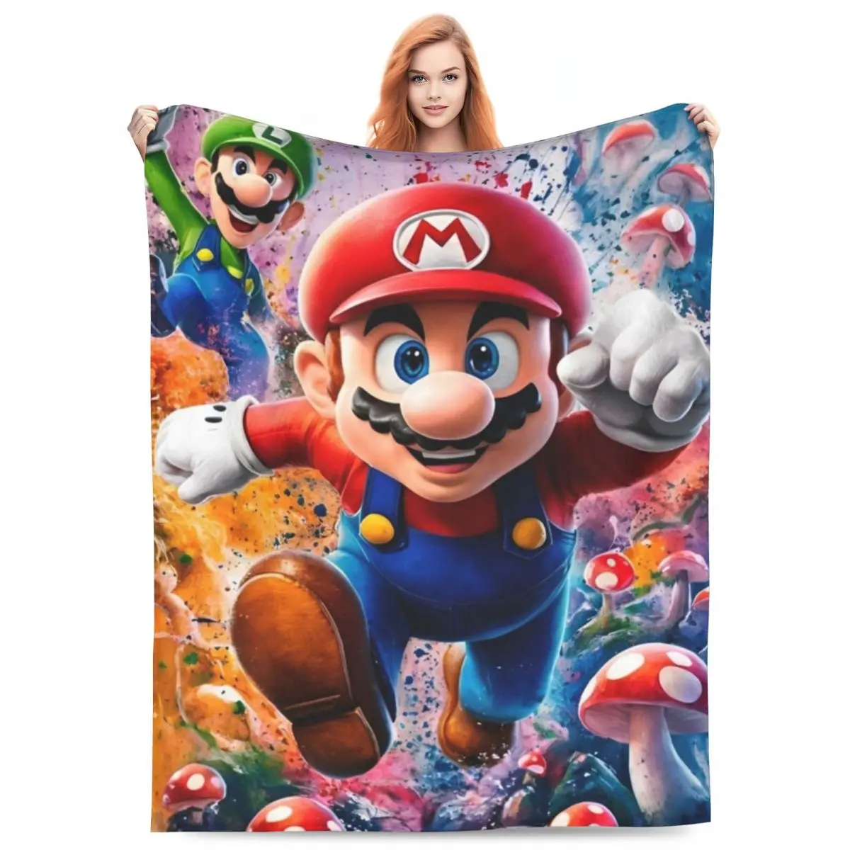 Super Soft Blanket Travel Cartoon M-marioes Throw Blanket Flannel Bedspread For Living Room Comfortable Sofa Bed Cover