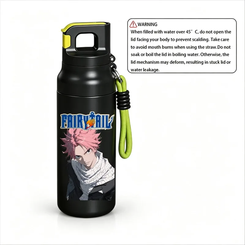 Fairy Tail 580ml Stainless Steel Insulated Water Bottle One Touch Lid with Lanyard Christmas Gift
