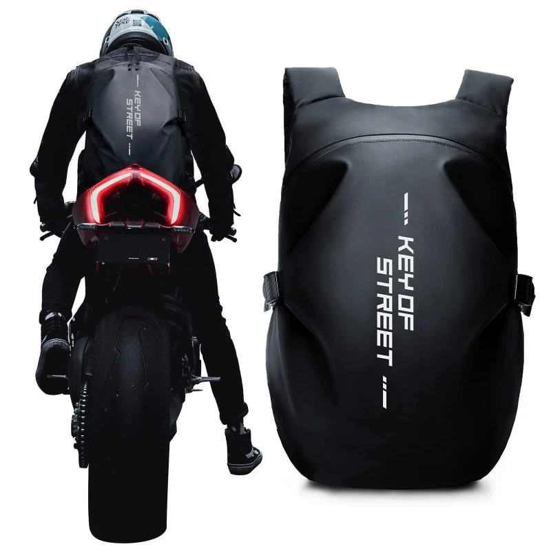 Motorcycle Backpack Waterproof Oxford Fabric with Reflective Strips for Night Riding -Helmet Storage Commuter Adventure Bike Bag