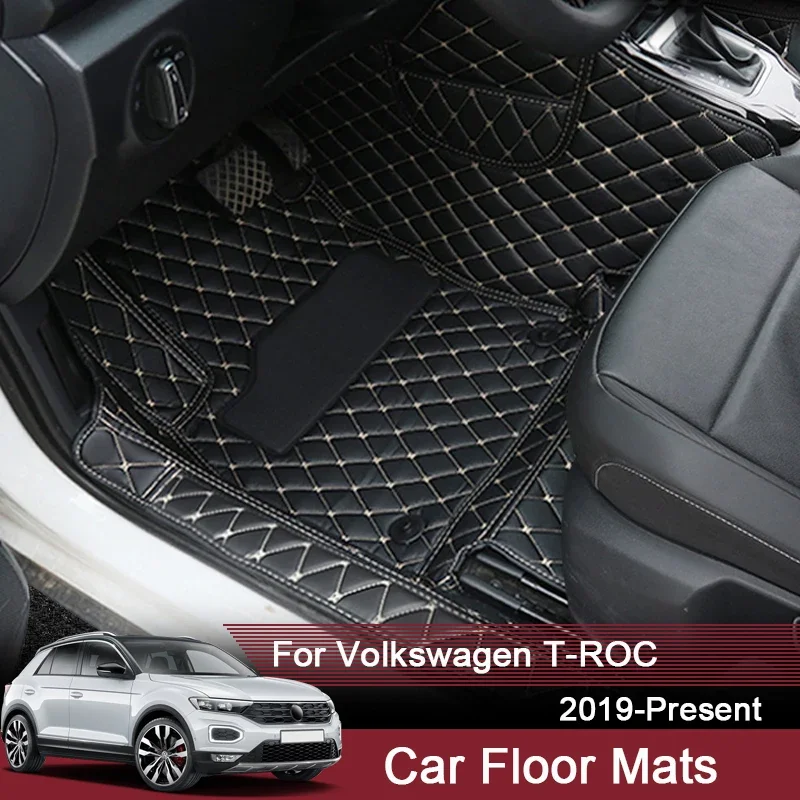 Car 3D Full Surround Custom Foot Mat For Volkswagen T-ROC 2019-Present LHD Leather Floor Protect Waterproof Pad Auto Accessory