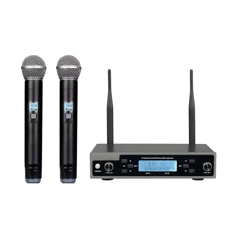 

N13R-(Durable) Professional Dynamic Handheld Microphone Withreceiver One-To-Two Wireless Mic Stage Singing KTV Audio Karaoke Sys