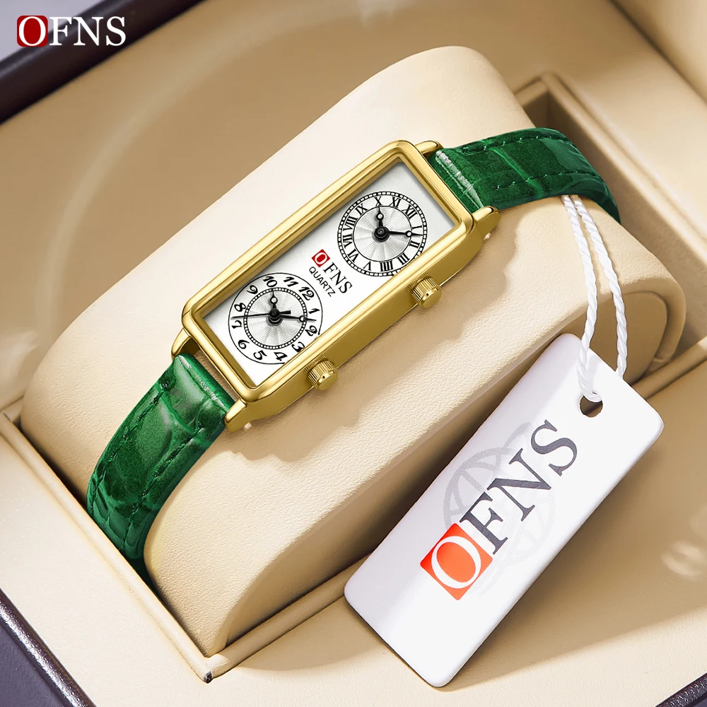 

OFNS brand new 1506 high-end brand women's quartz watch, unique and fashionable dual time digital Roman quartz women's watch