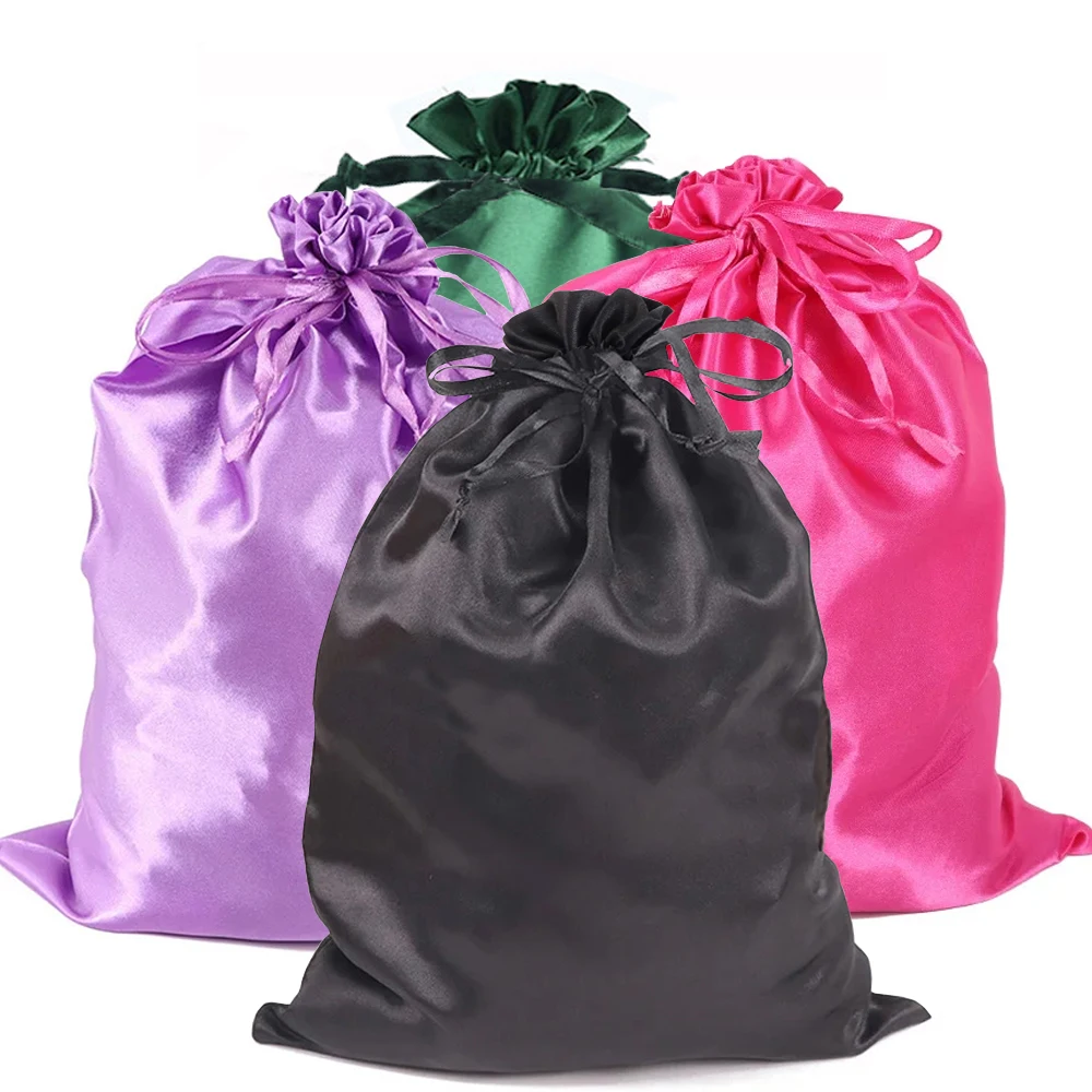 

Satin Storage Bags 25*35cm wig storage Satin Wig Bags Black Pink Soft Silk Wig Bag For Hair Wig Packaging Tools