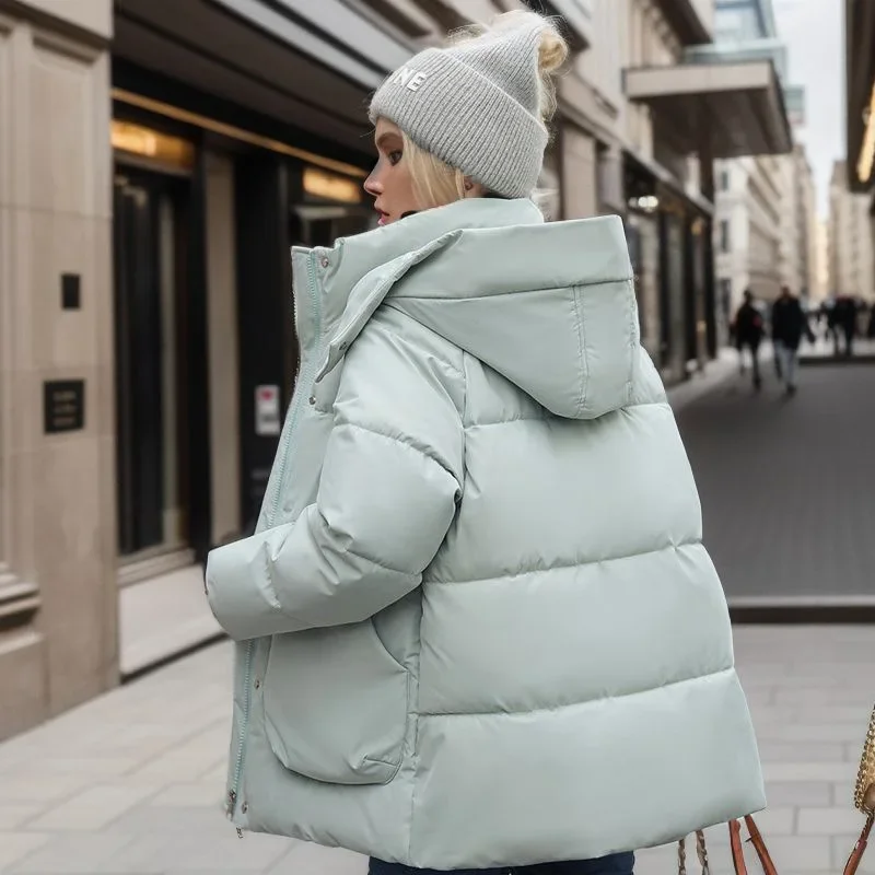 Chaqueta de plumón con capucha para mujer, Parkas de algodón, abrigo grueso y cálido, abrigo a prueba de viento, abrigo informal para estudiantes, nuevo, invierno, 2022