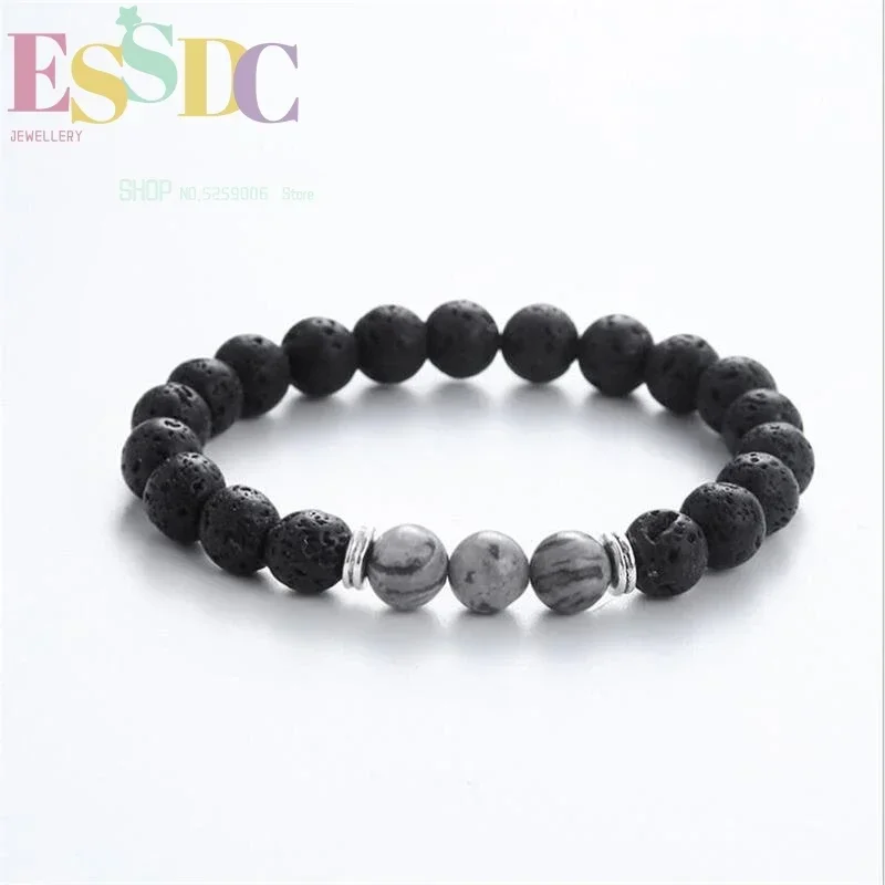 Charm Natural Volcanic  Stone Turquoise Emperor Bracelet Handmade Beaded  for Men or Women