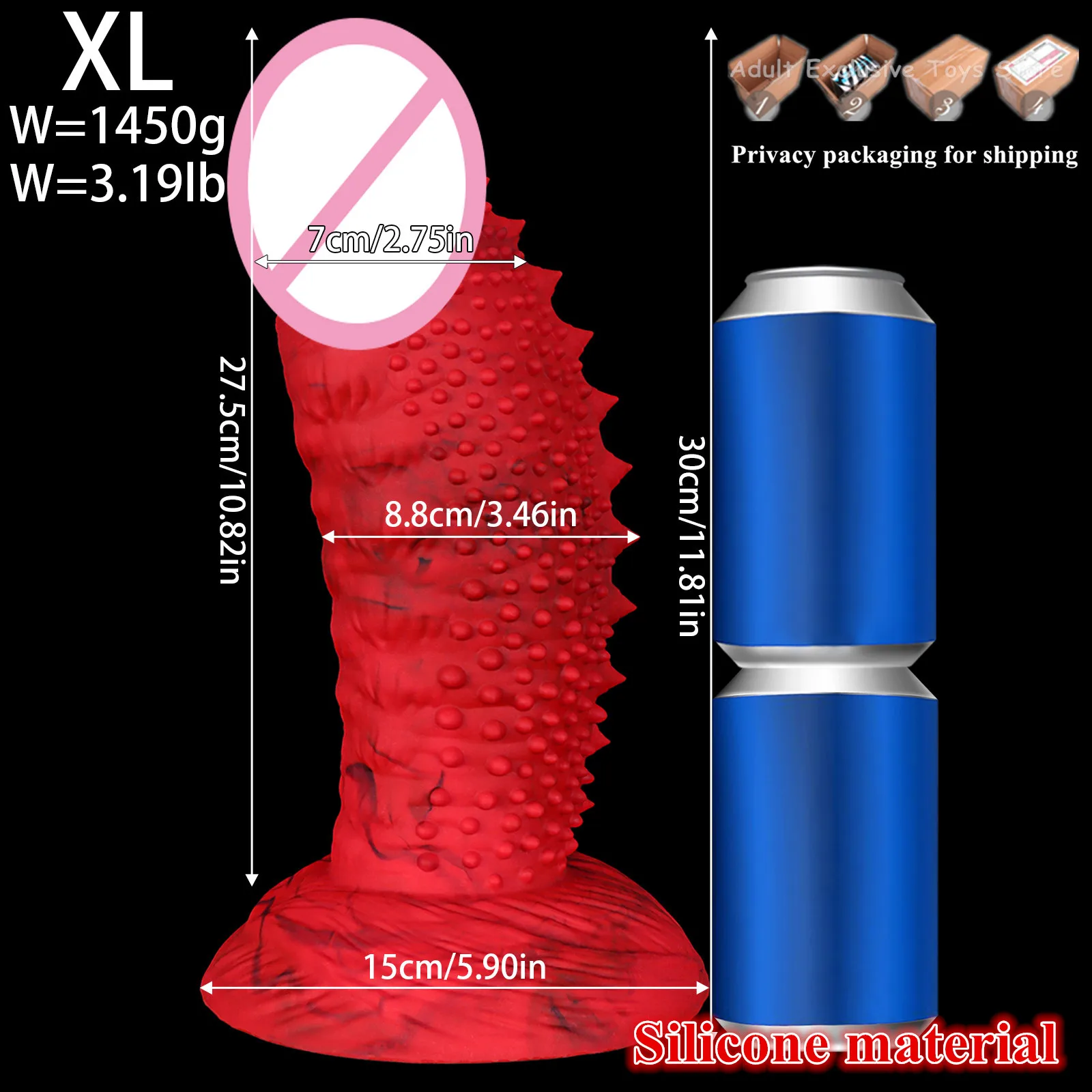 Dildo in silicone rosso con punte e ventosa gioco anale_voghion.com