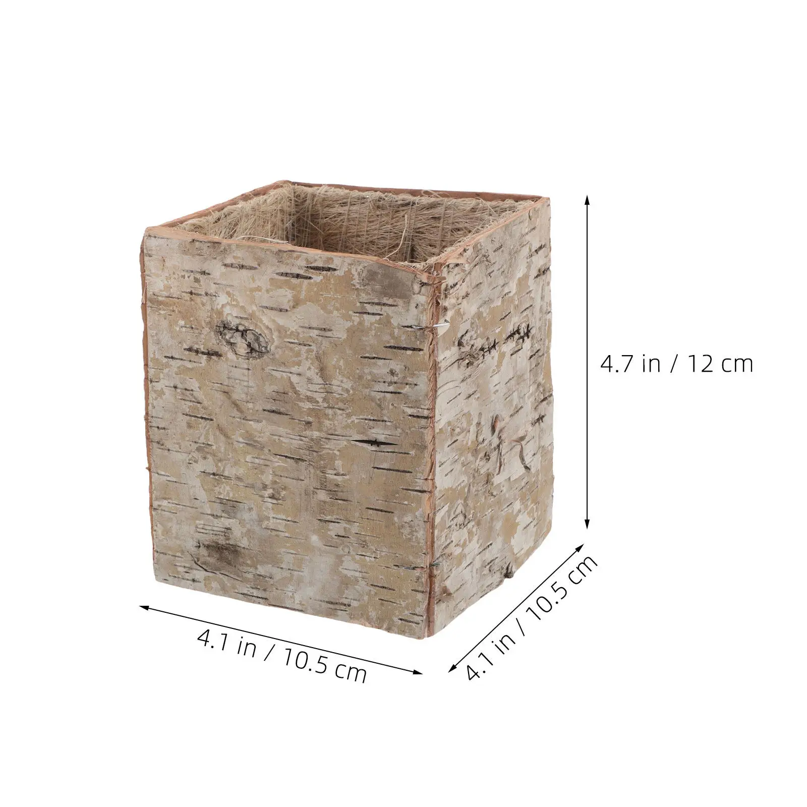 2Pcs Tree Bark Flower Pots Rustic Birch Bark Planter Lightweight Breathable Log Style Indoor Window Sill Office Desk Decorative