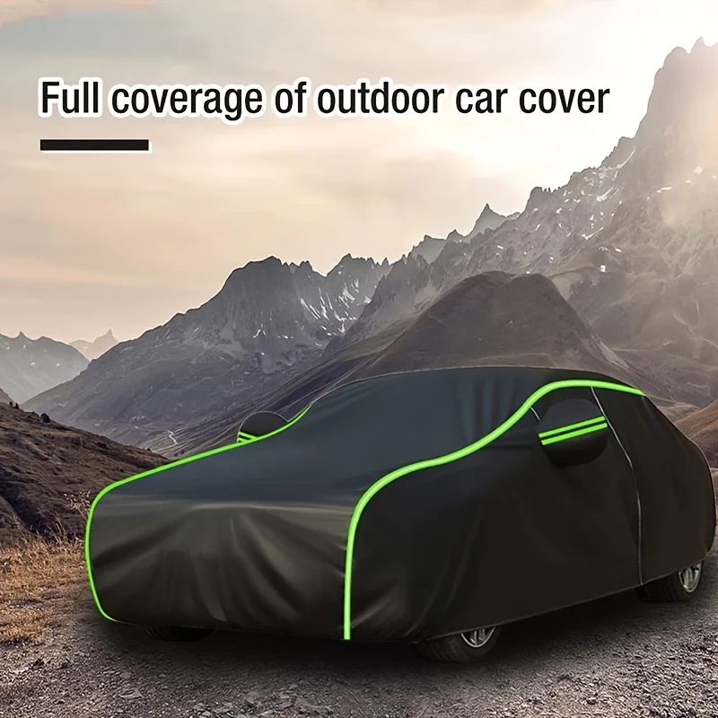 1pc Universal Fit Outdoor Car Cover, 190T Polyester Thickened Fabric, SUV Full Vehicle Protection From Sun, Dust, Rain, Snow