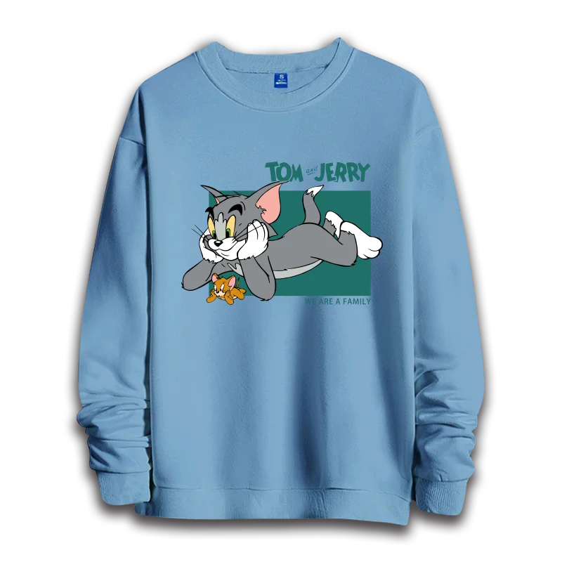 Tom and Jerry couple hoodie couple round neck top casual loose top women\'s hoodie women\'s round neck top trendy fashion hoodie