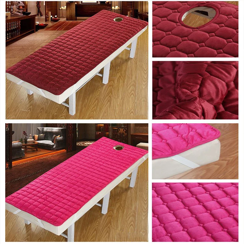 Solid Color Velvet Beauty Mattress High Quality Summer Non-slip Open Hole Mat for Beauty Salon Massage Bed