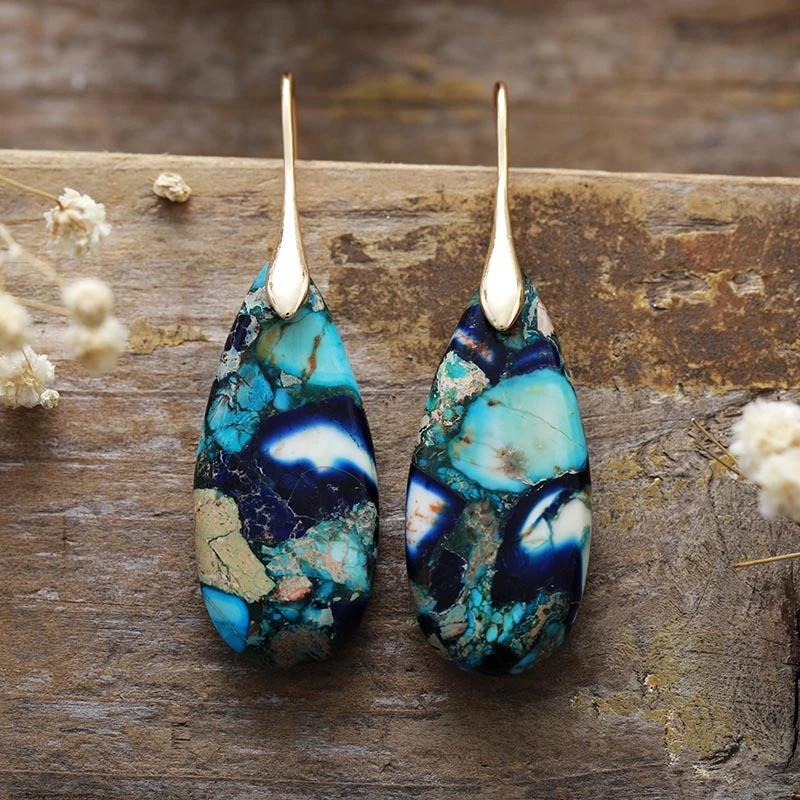 Bohemian Style Natural Stone Exaggerated Earrings for Women Fashion 2024 New Imperial Stone Earrings Jewelry Accessories Gift