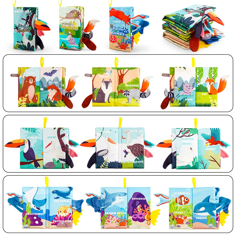 Baby Books Toys, Baby Books 0-6 Months, 3PCS Touch and Feel Cloth Crinkle Soft Books, Toys for 0-3-6-12-18 Months Infant Newborn