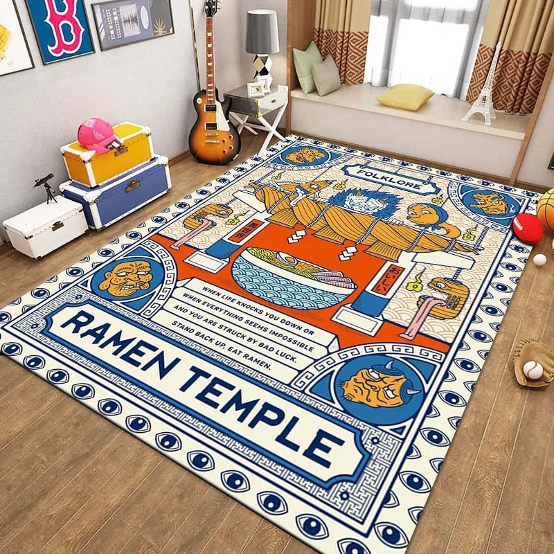 Japanese Ramen Temple Style Funny Rugs for Kids Bedroom Boys&girls Room Home Decoration Floor Mats Living Room Carpets Non-slip