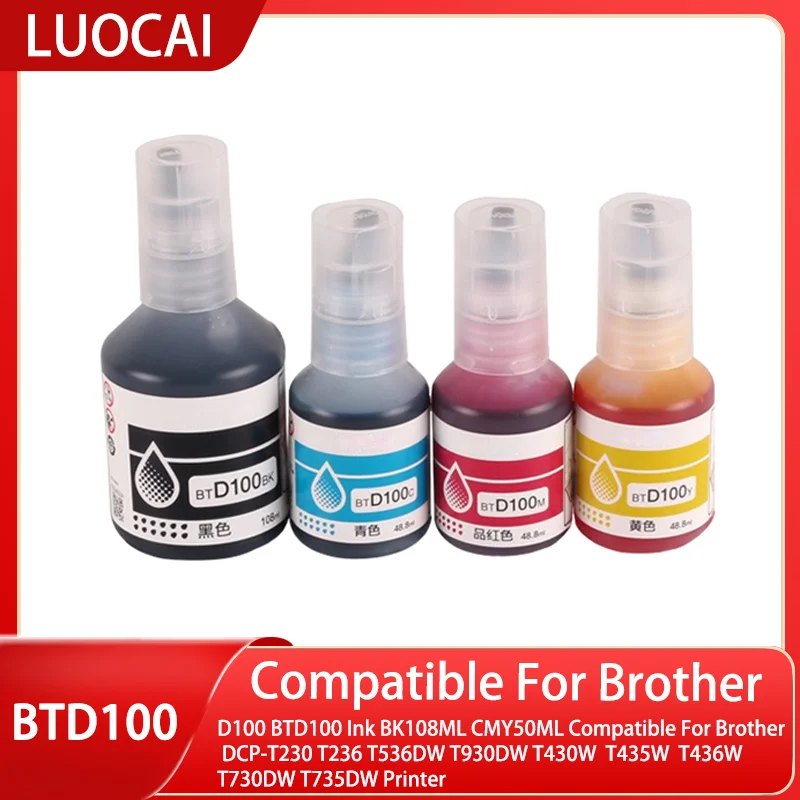 D100 BTD100 Ink BK108ML CMY50ML Compatible For Brother DCP-T230 T236 T536DW T930DW T430W  T435W  T436W T730DW T735DW Printer